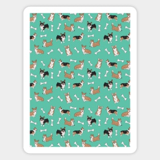 Cute Corgi pattern - green Magnet